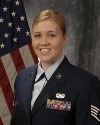 A smiling woman wearing an Air Force dress uniform